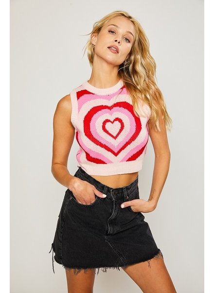 Mimosa Pretty Garbage Groovy Heart Sweater Top