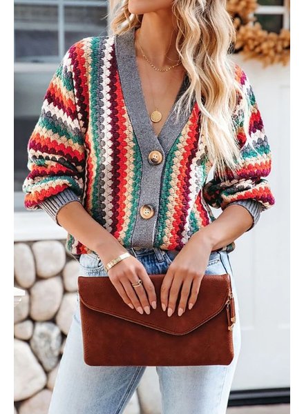 Cezele Cezele Multi Stripe Sweater Cardigan