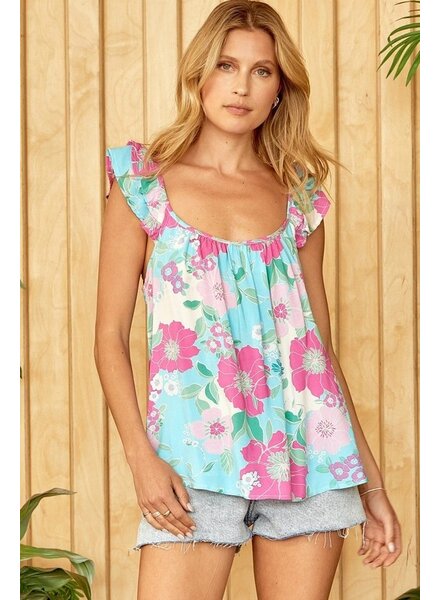 Andree Andree Floral Blue Tank