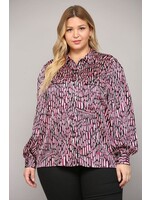 Fate Fate Plus Size Pink Print Silky Top