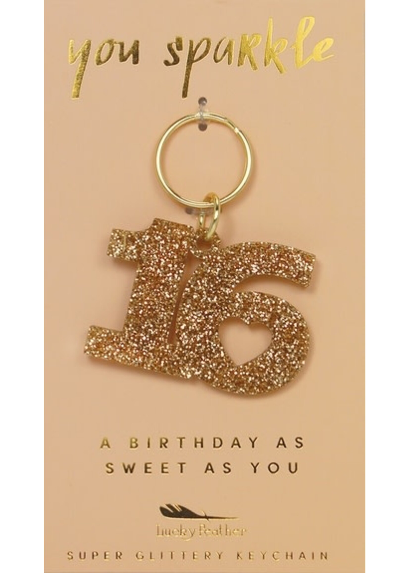 Shiraleah Lucky Feather Gold Glitter Shapes Key Chain