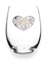 Queens Jewels Queens Jewels Stemless Glass Multi White Stone Heart