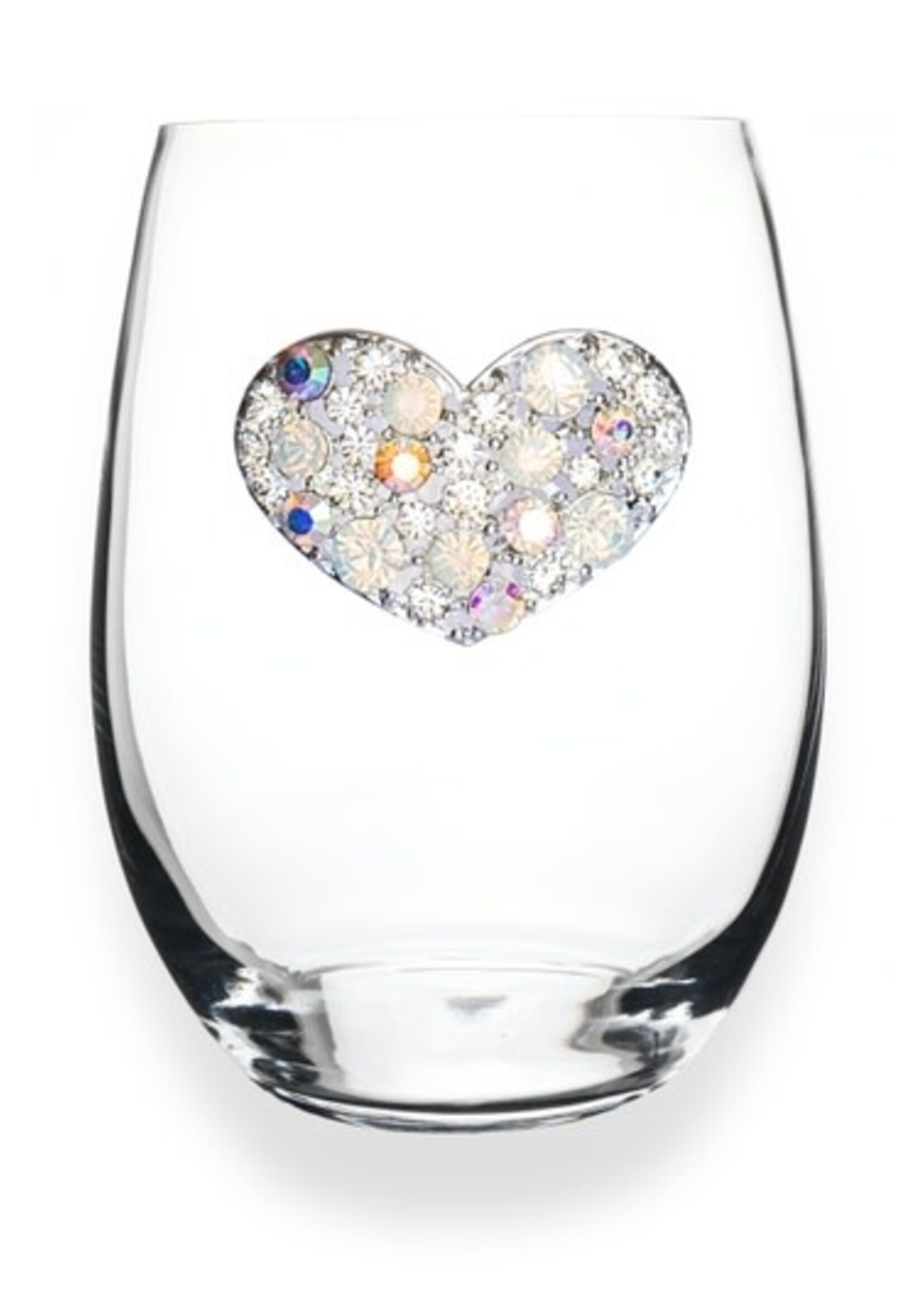 Queens Jewels Queens Jewels Stemless Glass Multi White Stone Heart