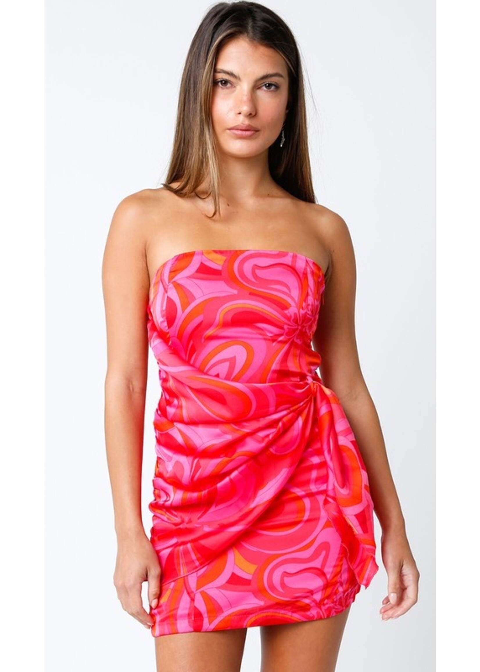 Olivaceous Olivaceous Strapless Fuchsia Dress