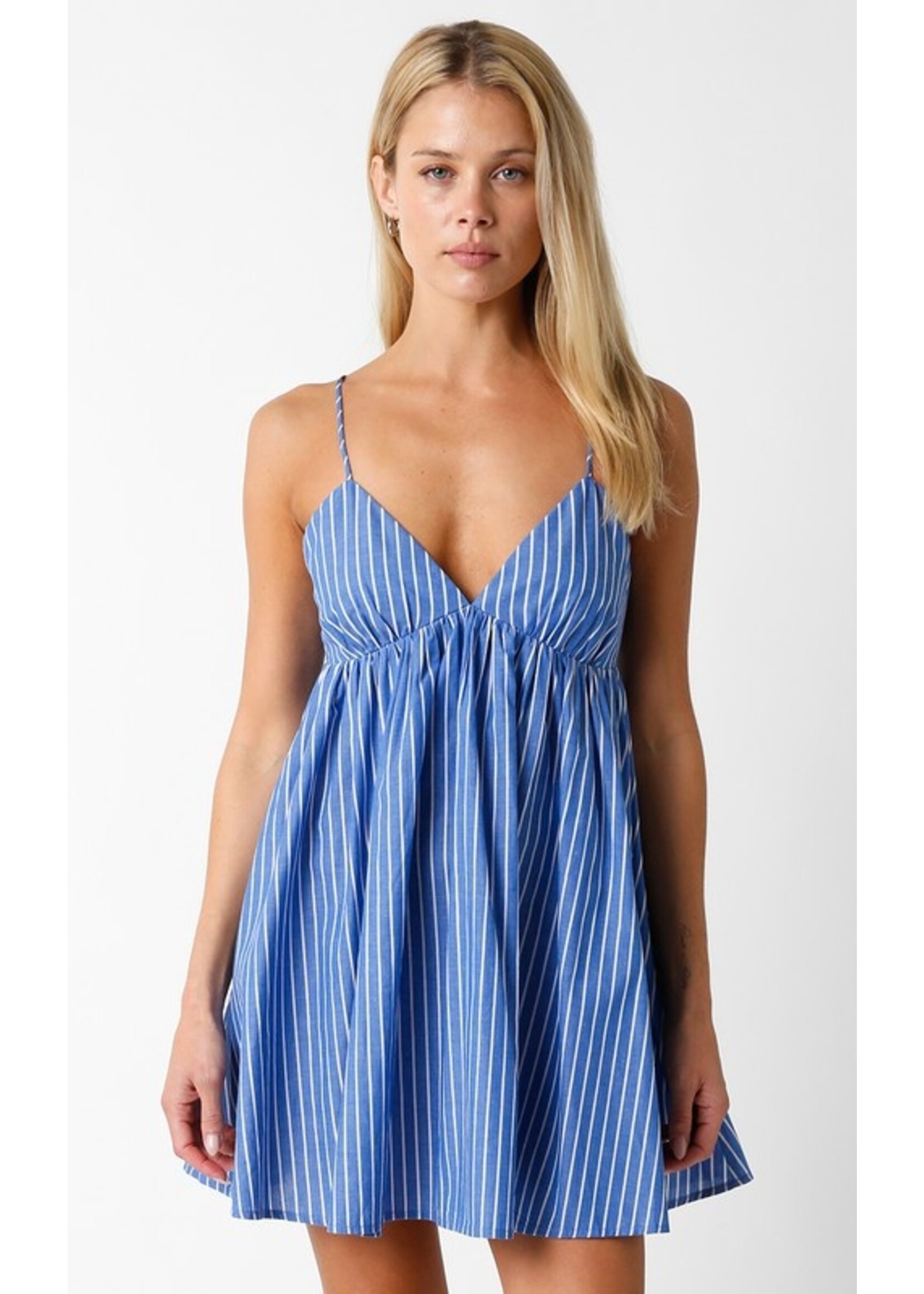 Olivaceous Olivaceous Blue White Strappy Dress
