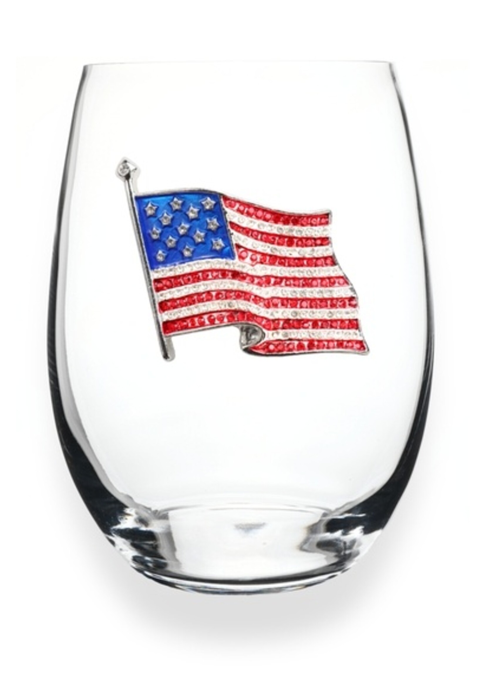 Queens Jewels Queens Jewels Stemless Glass USA Flag
