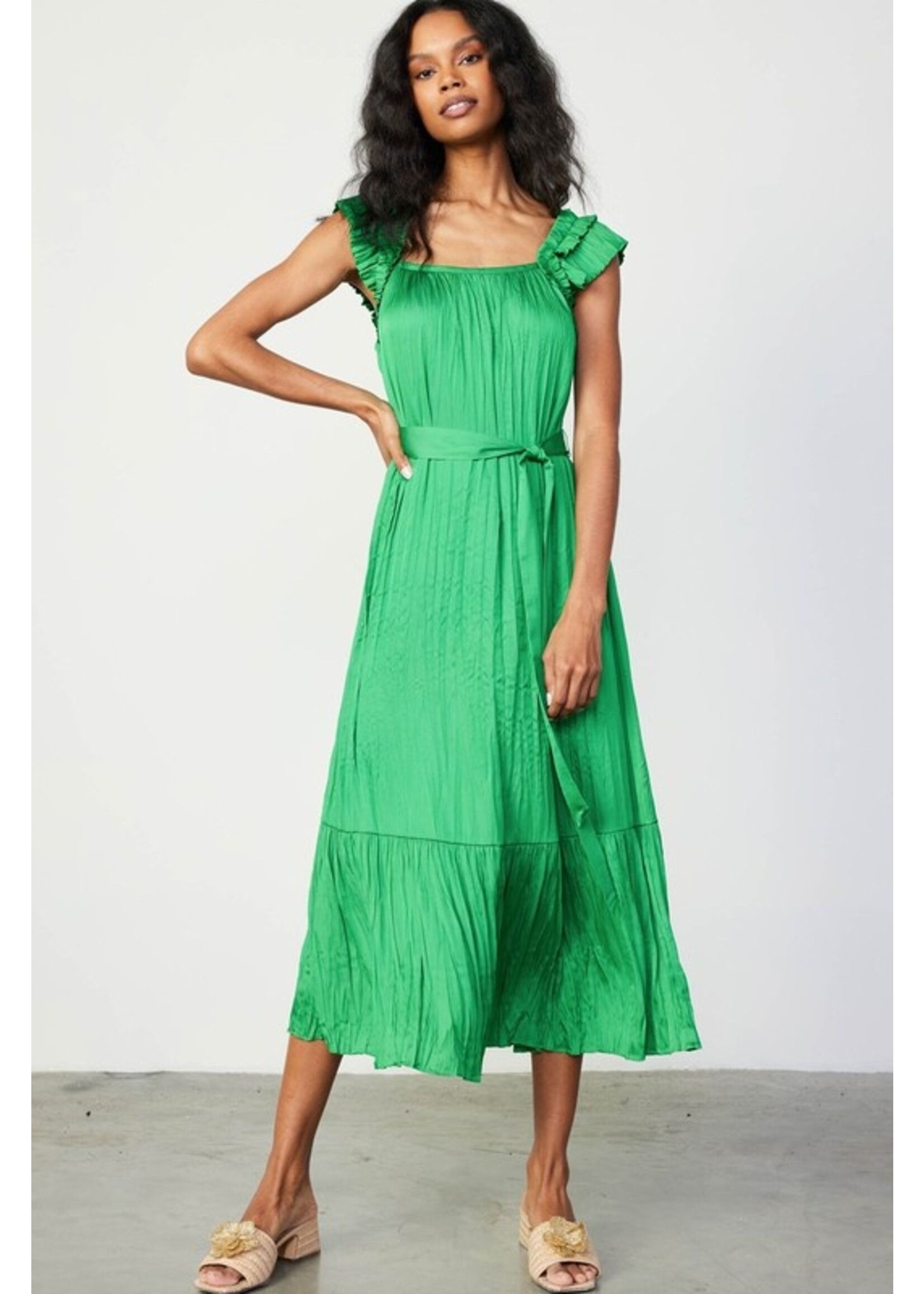 Current Air Current Air Crinkle Spring Green Dress