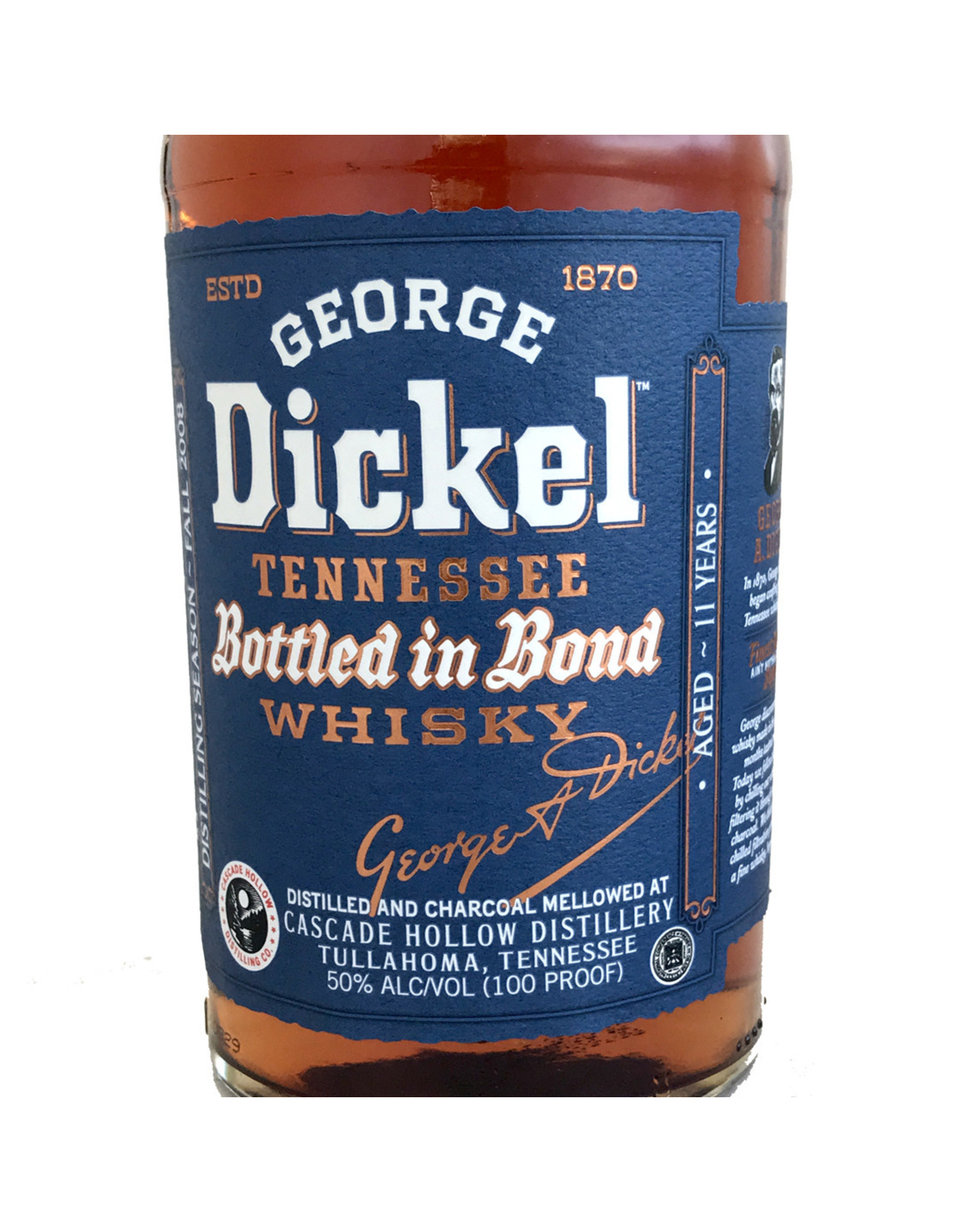 George Dickel Bottled in Bond Tennessee Whisky, Tennessee, 11 Year