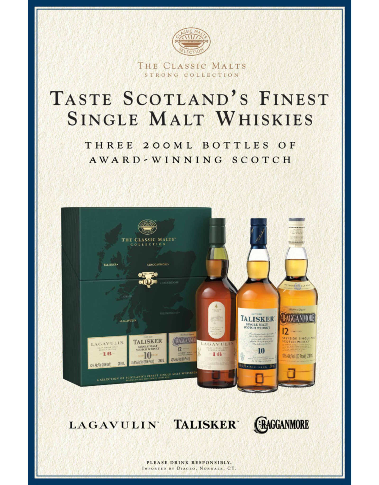 PRIVATE EVENT -- Live Zoom Tasting:  The Classic Malts "Strong" Collection - Lagavulin 16, Talisker 10, Cragganmore 12 (200ml 3pk)