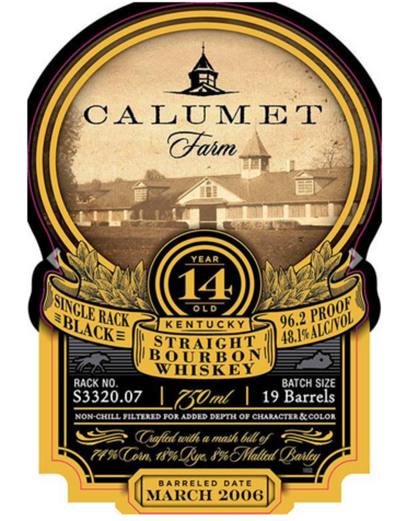 Calumet 14 Yr Single Rack Black Straight Bourbon Whiskey 96.2Pf