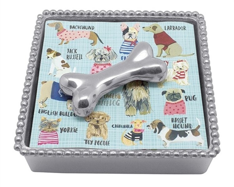 Mariposa Dog Bone Beaded Napkin Box
