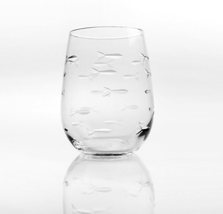 School of Fish Stemless Wine Glass