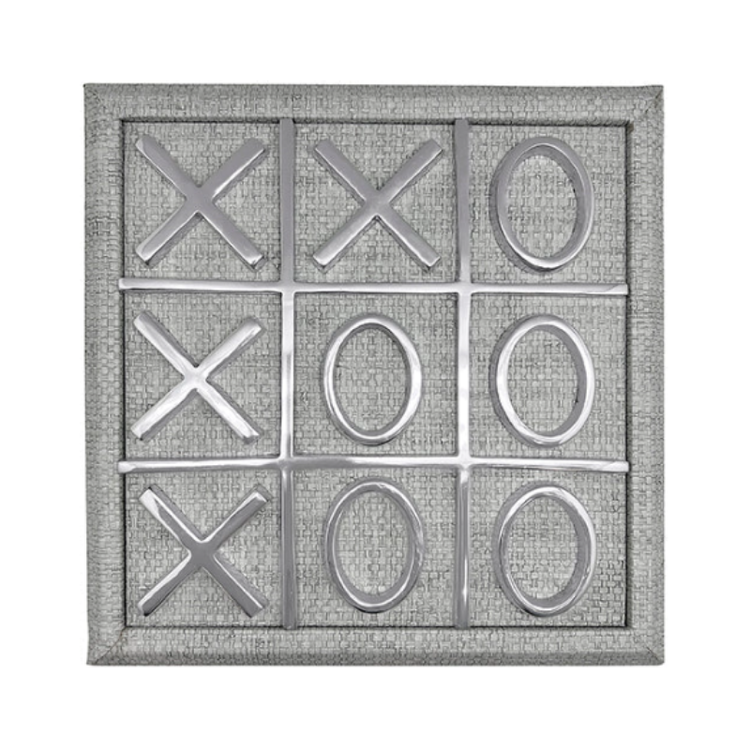 Mariposa Faux Grasscloth Tic Tac Toe Gray