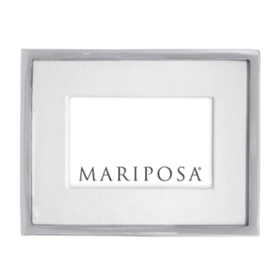 Mariposa White Leather With Metal Border 4x6 Frame