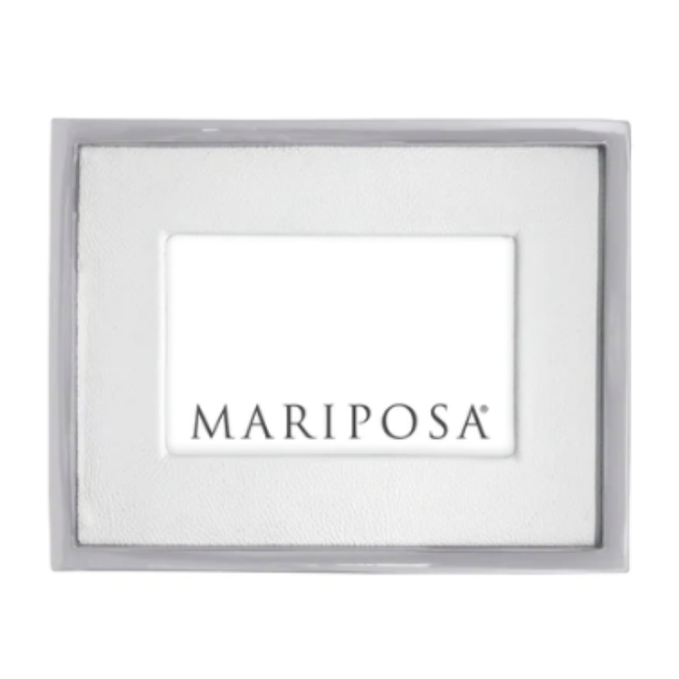 Mariposa White Leather With Metal Border 4x6 Frame
