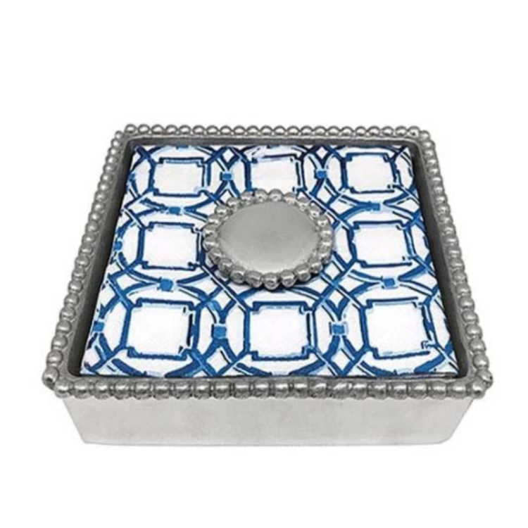 Mariposa Round Pearl Beaded Napkin Box