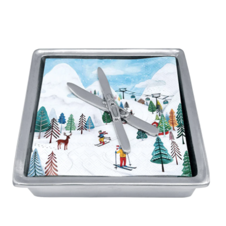 Mariposa Crossed Skis Signature Napkin Box
