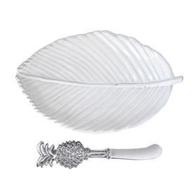 Mariposa Woven Ceramic Rectangle Plate & Pineapple Spreader