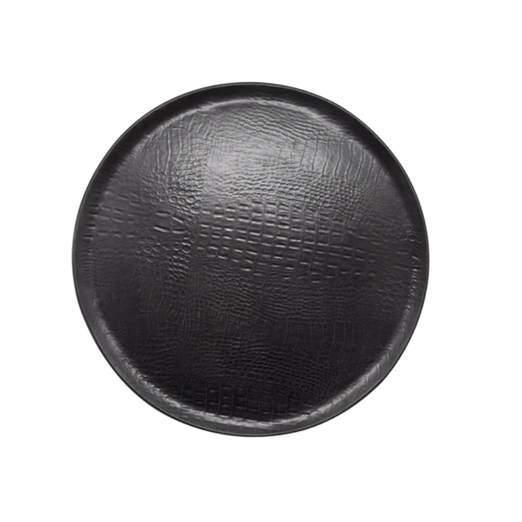 Mariposa Black Crocodile Ceramic Round Platter