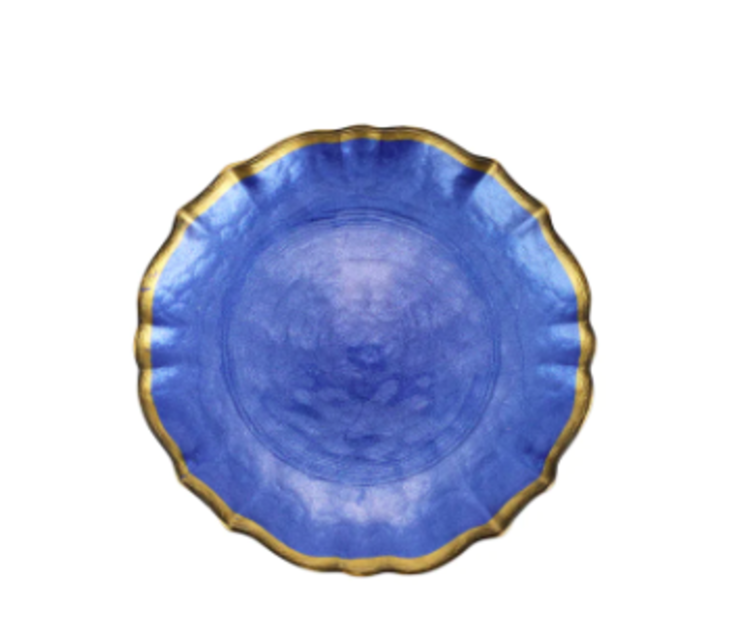 Vietri Baroque Glass Cobalt Cocktail Plate