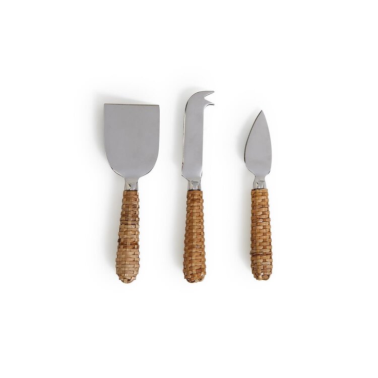 Two's Company Wicker Weave Cheese Knives - Set of 3