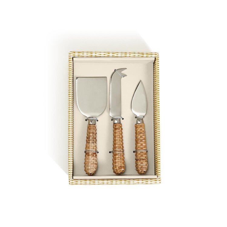 Two's Company Wicker Weave Cheese Knives - Set of 3