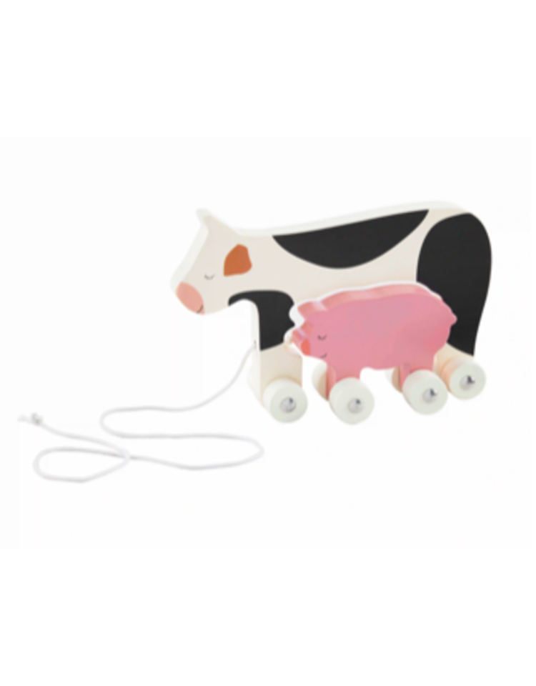 Mud Pie Cow Farm Rolling Wood Toy