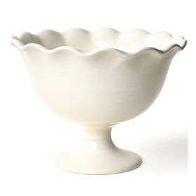 Coton Colors Signature White Ruffle 9 Footed Trifle Bowl