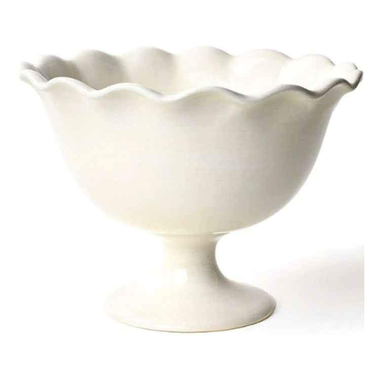 Coton Colors Signature White Ruffle 9 Footed Trifle Bowl