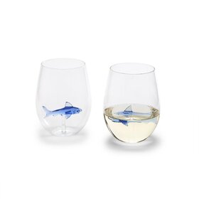 Two's Company Shark Stemless Wine Glass