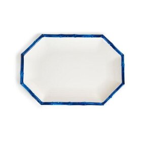 Two's Company Blue Bamboo Touch Octagonal Serving Tray