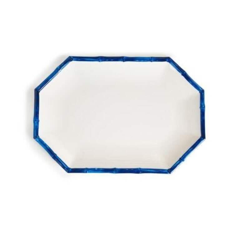 Two's Company Blue Bamboo Touch Octagonal Serving Tray