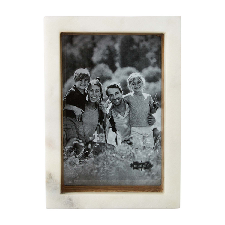 Mud Pie Wood Marble Shadow Frame 4x6