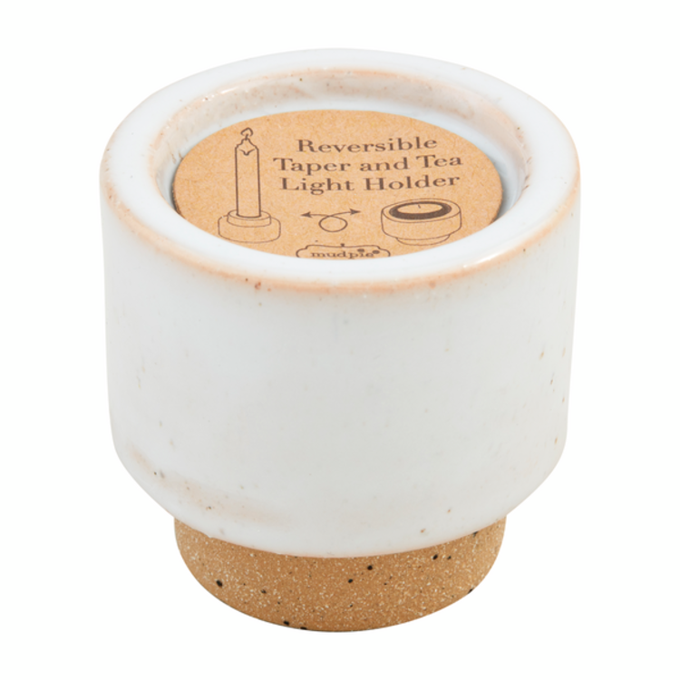 Mud Pie White Reversible Tea Light/Taper Holder