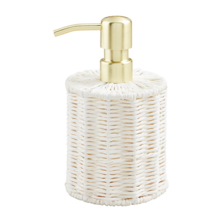 Mud Pie White Woven Seagrass Soap Pump