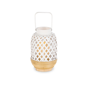 Gerson Company White Bamboo Lantern w/LED Candle