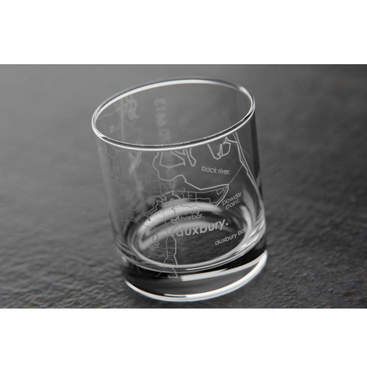 Well Told Etched Home Town Map Rock Glass