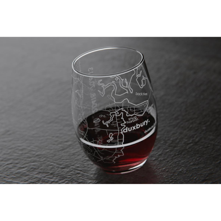 Well Told Etched Home Town Map Stemless Wine