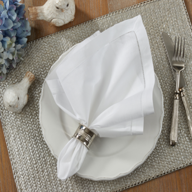 SARO Hemstitched Dinner Napkin