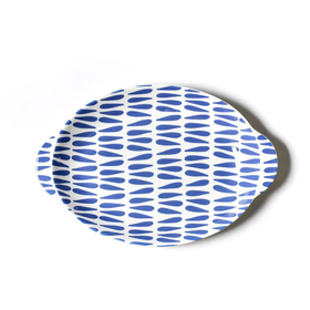Coton Colors Iris Blue Drop  Oval Serrving Platter 15"