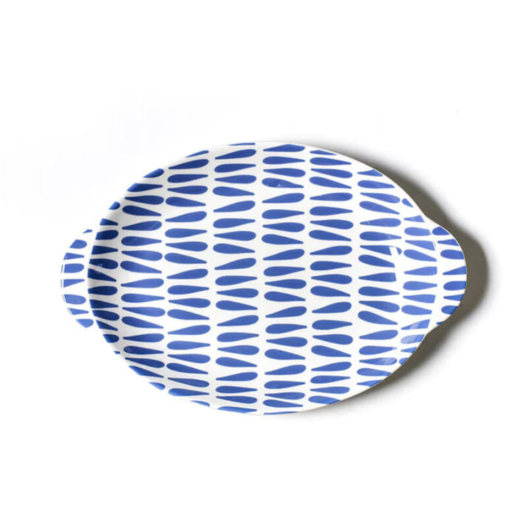 Coton Colors Iris Blue Drop 15in Handled Oval Platter