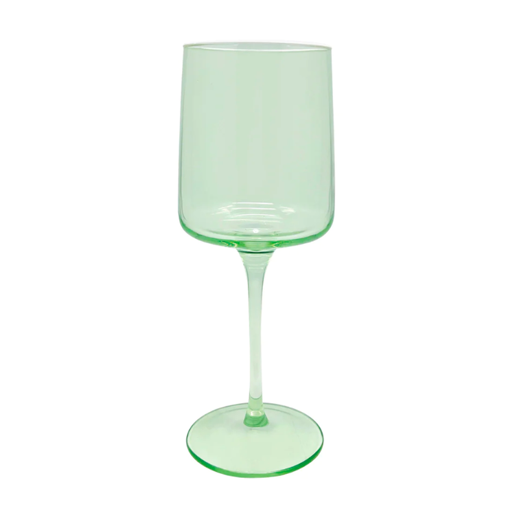 Mariposa Fine Line Light Green with White Rim Wine Glass