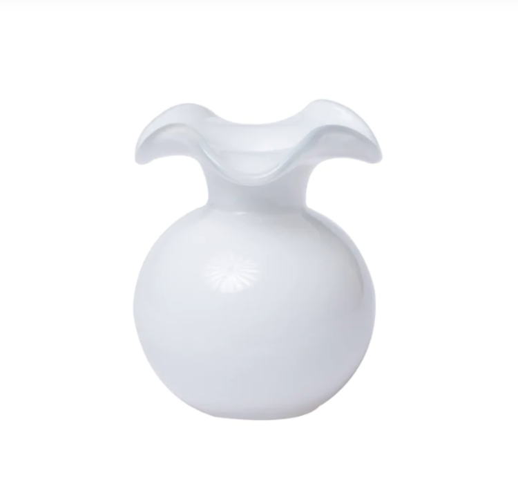Vietri Hibiscus Glass White Bud Vase