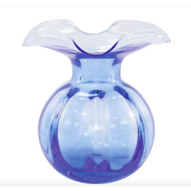 Vietri Hibiscus Glass Cobalt Medium Fluted Vase