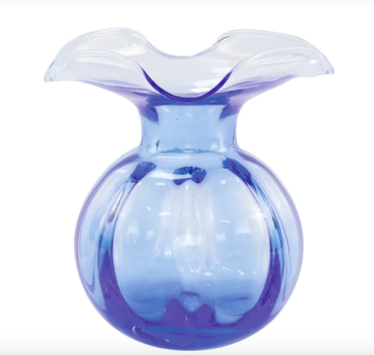 Vietri Hibiscus Glass Cobalt Medium Fluted Vase