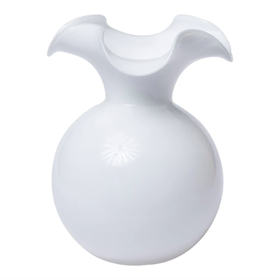 Vietri Hibiscus Glass White Medium Fluted Vase
