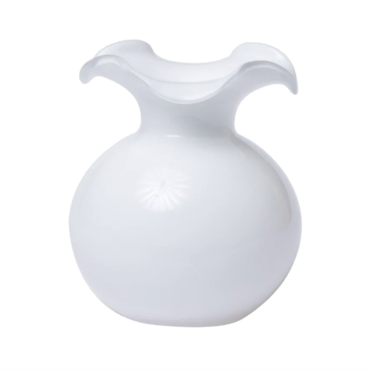 Vietri Hibiscus Glass White Small Fluted Vase