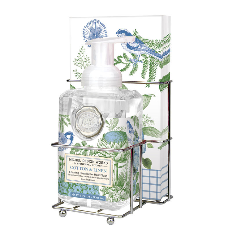 Michel Design Works Cotton & Linen Foaming Soap and Napkin Set