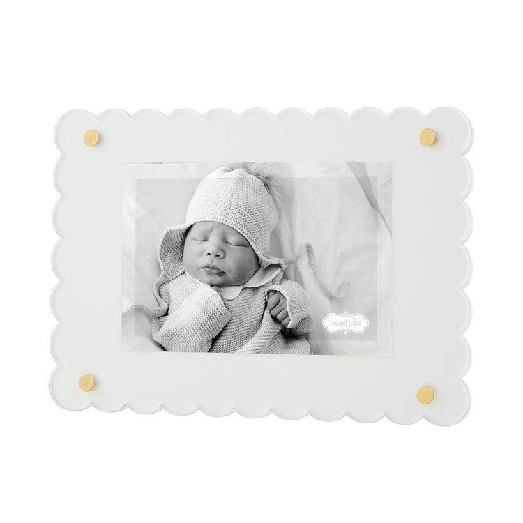 Mud Pie Scalloped Acrylic Frame White