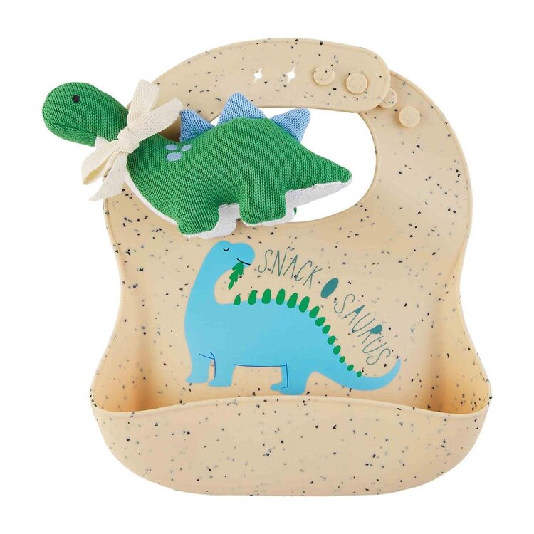 Mud Pie Dinosaur Silicone Bib Rattle